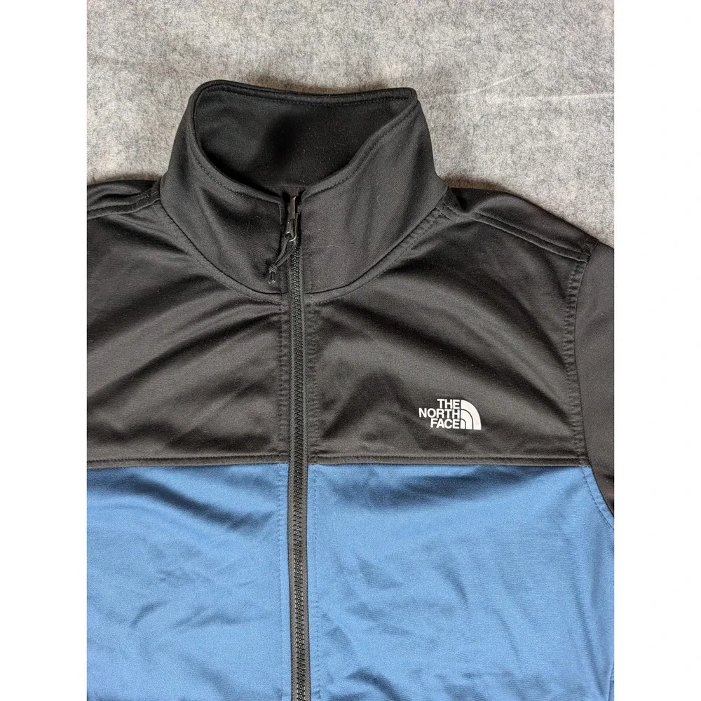 The North Face Mens Full Zip Colorblock Track Jacket Blue Black Mock Neck